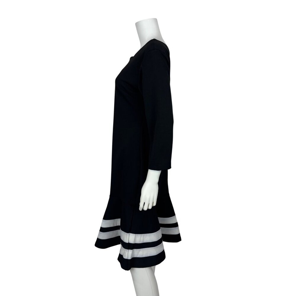 ACEVOG Black White Dress Womens Large NWT Retro Wiggle Striped Tiered Skirt - Picture 7 of 10